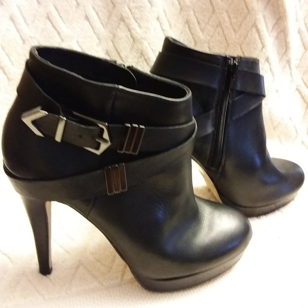 Aldo Black High Heel Ankle Booties with Strap Detail